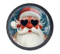 Confezione da 4 pomelli decorativi per cassetti e armadietti con Babbo Natale, per armadi alla moda, maniglie per cassettiere, maniglie per armadi e cassetti, 3,5 cm
