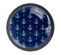 Confezione da 4 pomelli decorativi per cassetti, motivo ancora oceano, 3,5 cm, maniglie per cassetti, armadi, armadi, set da 4
