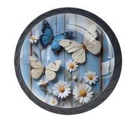 Confezione da 4 pomelli decorativi per cassetti, motivo rurale, a farfalla, neri, 3,5 cm, per cassetti, armadi, armadi, set da 4
