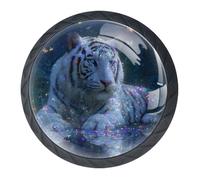 Confezione da 4 pomelli decorativi per cassetti, motivo tigre bianca, per armadi alla moda, pomelli per cassettiere, maniglie hardware per armadi e cassetti, 3,5 cm