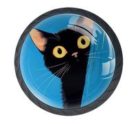 Confezione da 4 pomelli decorativi per cassetti timidi a forma di gatto, per armadi alla moda, pomelli per comò, maniglie hardware per armadi e cassetti, 3,5 cm