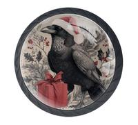Confezione da 4 pomelli natalizi a forma di corvo, decorativi per cassetti per armadi alla moda, pomelli per comò, maniglie hardware per armadi e cassetti, 3,5 cm