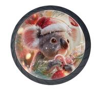 Confezione da 4 pomelli natalizi a forma di koala, decorativi per cassetti, per armadi alla moda, pomelli per comò, maniglie per armadi e cassetti, 3,5 cm