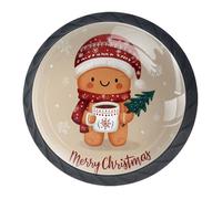 Confezione da 4 pomelli natalizi a forma di omino di pan di zenzero, decorativi per cassetti, per armadi alla moda, pomelli per comò, maniglie per armadi e cassetti, 3,5 cm