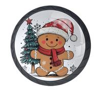 Confezione da 4 pomelli natalizi a forma di omino di pan di zenzero e albero, decorativi per cassetti per armadi alla moda, pomelli per comò, maniglie per armadi e cassetti, 3,5 cm