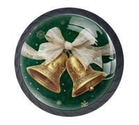 Confezione da 4 pomelli natalizi verdi e a campana, decorativi per cassetti per armadi alla moda, pomelli per comò, maniglie hardware per armadi e cassetti, 3,5 cm