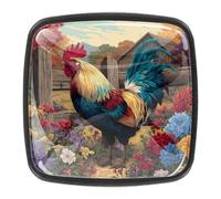 Confezione da 4 pomelli per armadietti a forma di gallo con viti di montaggio, pomelli piatti neri per cassetti, pomelli per cassetti, maniglie a foro singolo, per bagno