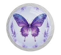 Confezione da 4 pomelli per armadietti da cucina, a forma di farfalla, colore bianco, maniglie per cassettiera, comodino, armadio