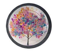 Confezione da 4 pomelli per cassetti con foglie colorate, pomelli e tiranti alla moda, per mobili da cucina, per armadio/armadio/armadio