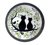 Confezione da 4 pomelli per cassetti con gatti innamorati, pomelli e tiranti alla moda, pomelli per mobili da cucina, maniglie per armadio/armadio/armadio