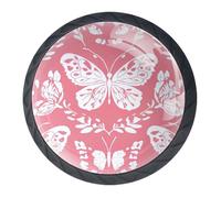 Confezione da 4 pomelli per cassetti con motivo a farfalla rosa, pomelli e tiranti alla moda, pomelli per mobili da cucina, maniglie per armadio/armadio/armadio