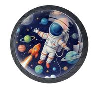 Confezione da 4 pomelli per cassetti con pianeta e astronauti dei cartoni animati, pomelli e tiranti alla moda, pomelli per mobili da cucina, maniglie per armadio/armadio/armadio