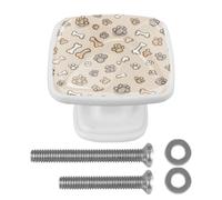 Confezione da 4 pomelli quadrati per armadietti da cucina, stampe antiche e ossa, maniglie per cassetti, per armadio, cassettiera, armadio, decorazione della cucina, bianco