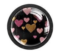 Confezione da 4 pomelli rotondi a forma di cuore per cassetti, pomelli neri per cassettiera, credenze, porte, accessori per mobili da cucina e bagno