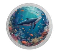 Confezione da 4 pomelli rotondi bianchi a forma di balena oceanica, per cassetti da 35 mm, per porte della cucina, armadietti da cucina, mobili, con viti di 2 dimensioni