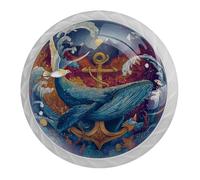 Confezione da 4 pomelli rotondi bianchi a forma di balena, per cassetti da 35 mm, per ante della cucina, armadietti, mobili da cucina, con viti di 2 dimensioni