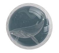 Confezione da 4 pomelli rotondi bianchi a forma di balena, per cassetti da 35 mm, per ante della cucina, armadietti, mobili da cucina, con viti di 2 dimensioni