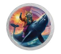 Confezione da 4 pomelli rotondi bianchi a forma di gatto a forma di balena, per cassetti da 35 mm, per porte della cucina, armadietti, mobili da cucina, con viti di 2 dimensioni