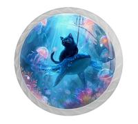 Confezione da 4 pomelli rotondi bianchi a forma di gatto a forma di balena, per cassetti da 35 mm, per porte della cucina, armadietti, mobili da cucina, con viti di 2 dimensioni