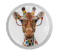 Confezione da 4 pomelli rotondi bianchi a forma di giraffa, 35 mm, per cassetti della cucina, armadietti, mobili da cucina, con viti di 2 dimensioni