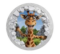 Confezione da 4 pomelli rotondi bianchi a forma di giraffa, 35 mm, per cassetti della cucina, armadietti, mobili da cucina, con viti di 2 misure