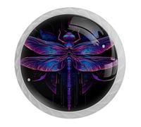 Confezione da 4 pomelli rotondi bianchi a forma di libellula, 35 mm, per cassetti della cucina, armadietti, mobili da cucina, con viti di 2 misure