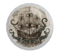 Confezione da 4 pomelli rotondi bianchi a forma di polipo a forma di barca a vela, per cassetti da 35 mm, per porte della cucina, armadietti, mobili da cucina, con viti di 2 dimensioni