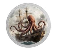 Confezione da 4 pomelli rotondi bianchi a forma di polpo, per cassetti da 35 mm, per ante della cucina, armadietti, mobili da cucina, con viti di 2 misure