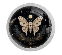 Confezione da 4 pomelli rotondi bianchi a forma di scheletro a farfalla, per cassetti da 35 mm, per ante della cucina, armadietti, mobili da cucina, con viti di 2 dimensioni