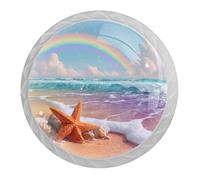 Confezione da 4 pomelli rotondi bianchi a forma di stella marina, per cassetti da 35 mm, per ante della cucina, armadietti, mobili da cucina, con viti di 2 dimensioni