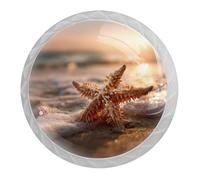 Confezione da 4 pomelli rotondi bianchi a forma di stella marina, per cassetti da 35 mm, per porte della cucina, armadietti, mobili da cucina, con viti di 2 dimensioni