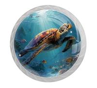 Confezione da 4 pomelli rotondi bianchi a forma di tartarughe marine, per cassetti da 35 mm, per ante della cucina, armadietti, mobili da cucina, con viti di 2 dimensioni