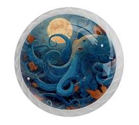 Confezione da 4 pomelli rotondi bianchi per cassetti a forma di polpo luna, 35 mm, per ante della cucina, armadietti, mobili da cucina, con viti di 2 dimensioni