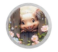 Confezione da 4 pomelli rotondi bianchi per porte di maiali, 35 mm, per cassetti della cucina, armadietti, mobili da cucina, con viti di 2 dimensioni