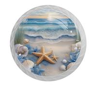 Confezione da 4 pomelli rotondi bianchi per porte e cassetti da 35 mm, a forma di stella marina, per ante della cucina, armadietti, mobili da cucina, con viti di 2 misure