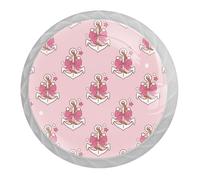 Confezione da 4 pomelli rotondi con ancora rosa, pomelli bianchi per armadietti da cucina, maniglie per cassetti a foro singolo, per cassetti, armadi, credenze, porte