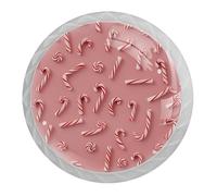 Confezione da 4 pomelli rotondi natalizi a forma di canna rosa, pomelli bianchi per armadietti da cucina, maniglie per cassetti a foro singolo, per cassetti, armadi, credenze, porte
