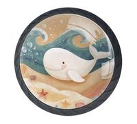 Confezione da 4 pomelli rotondi neri a forma di balena, per cassetti da 35 mm, per porte della cucina, armadietti, mobili da cucina, con viti di 2 dimensioni