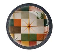 Confezione da 4 pomelli rotondi neri con trama astratta, per cassetti da 35 mm, per porte della cucina, armadietti, mobili da cucina, con viti di 2 dimensioni