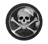 Confezione da 4 pomelli rotondi per cassetti con scheletro pirati, colore nero, per cassettiera, credenze, porte, accessori per mobili da cucina e bagno