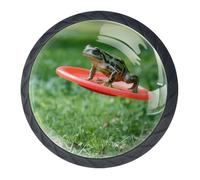 Confezione da 4 pomelli rotondi per porte e cassetti a forma di rana che saltano, 35 mm, colore nero, per porte della cucina, armadietti, mobili da cucina, con viti di 2 dimensioni