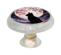 Confezione da 4 pomelli rotondi trasparenti a forma di gatto con luna, 35 mm, per cassetti e guardaroba, con 8 viti, per armadi e mobili