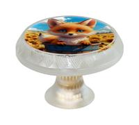 Confezione da 4 pomelli rotondi trasparenti a forma di girasole volpe, 35 mm, per cassetti e armadi, con 8 viti per armadi e mobili