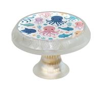 Confezione da 4 pomelli rotondi trasparenti a forma di polpo e balena, per cassetti e credenze, per armadietti da cucina e bagno