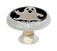 Confezione da 4 pomelli rotondi trasparenti per armadietti con fantasmi di Halloween, colore nero, per cassettiera, credenze, porte, mobili da cucina e bagno