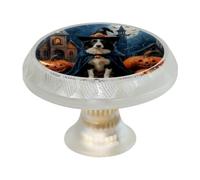 Confezione da 4 pomelli rotondi trasparenti per armadietti di Halloween Border Collie, pomelli rotondi neri rotondi per cassettiera, credenze, porte, accessori per mobili da cucina e bagno