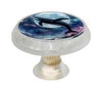 Confezione da 4 pomelli rotondi trasparenti per cassetti a forma di balena luna, per cassettiera, credenze, porte, armadi, armadietti, mobili da cucina e bagno