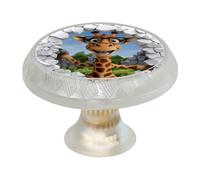 Confezione da 4 pomelli rotondi trasparenti per cassetti, a forma di giraffa, colore nero, per credenze, porte, credenze, armadietti, mobili da cucina e bagno