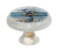 Confezione da 4 pomelli rotondi trasparenti per cassetti con margherite e stelle marine, colore nero, per armadietti da cucina e bagno