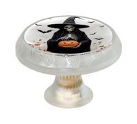 Confezione da 4 pomelli rotondi trasparenti per cassetti con teschio di strega, pomelli neri rotondi per cassettiera, maniglie per porte di credenze per mobili da cucina e bagno